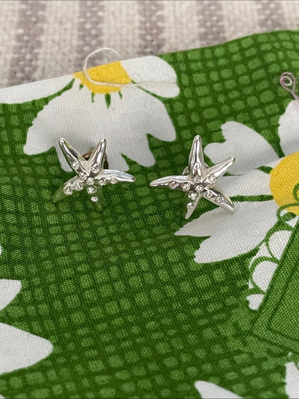 Brighton Silver Starfish Crystal Stud Earrings